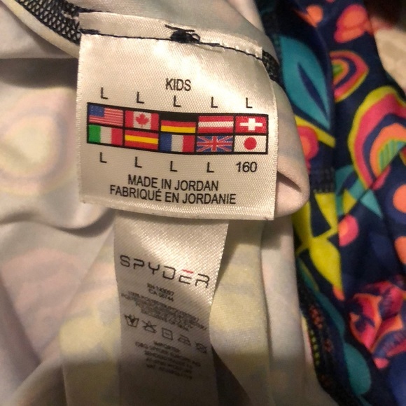 SPYDER girls ski baselayer floral top shirt 14/16 - Picture 4 of 4